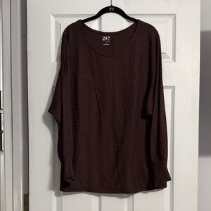 Maurices Relaxed Scoop Neck Long Sleeve Top - Brown